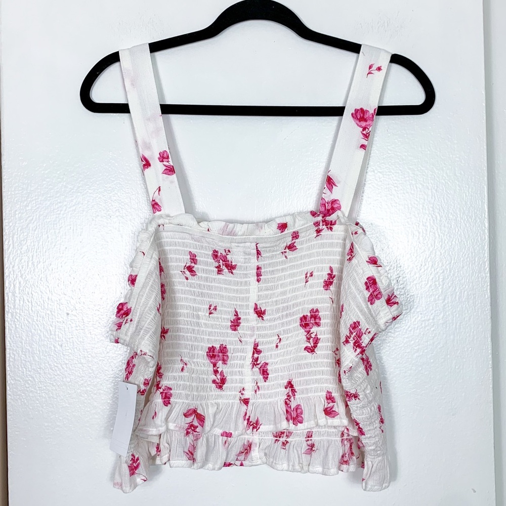 bp Ruched Floral Sleeveless Crop Top